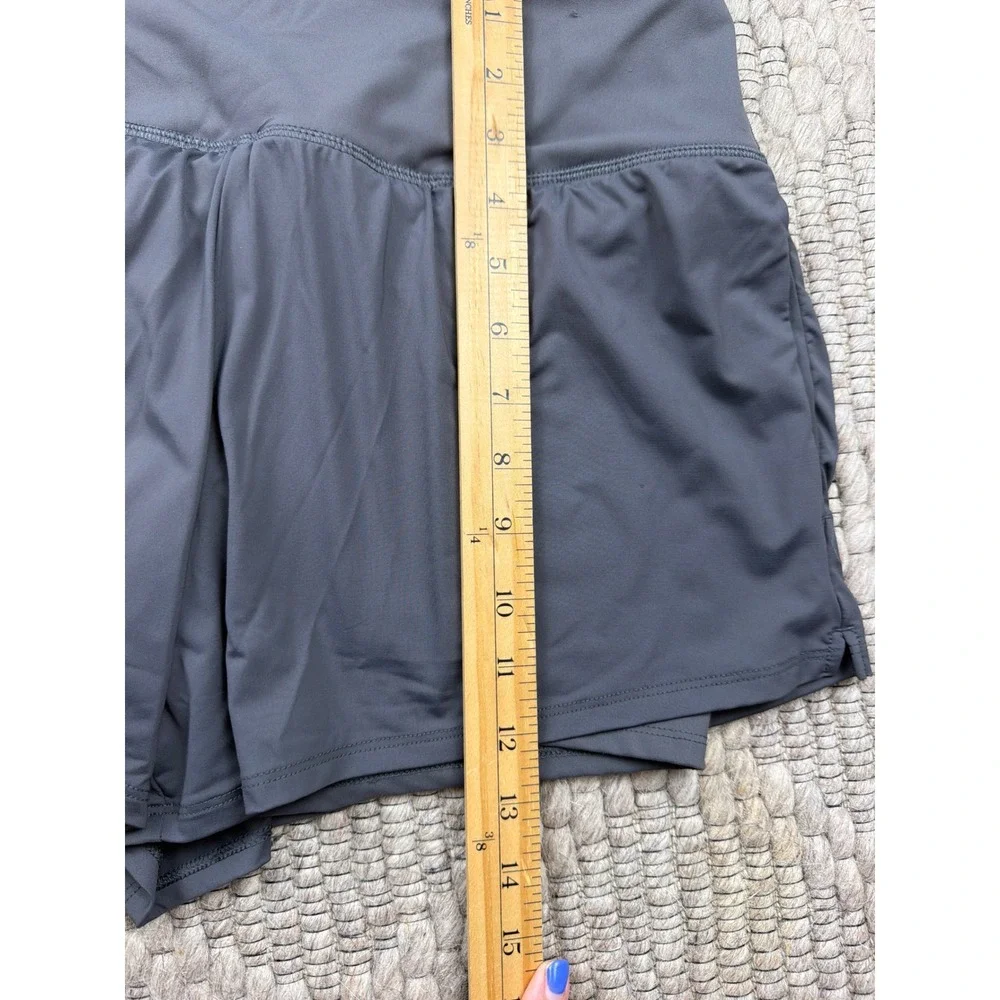 Spyder 2-in-1 Running Shorts Women Medium Gray Activewear Athletic Gym Shorts